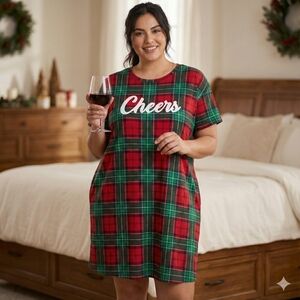 Cheers Nightgown Joyspun NWT RED Tartan Size 2x-3X SLEEPSHIRT SLEEPWEAR